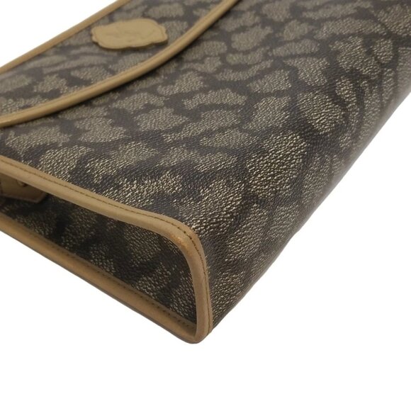 Auth YvesSaintLaurent - Dark Brown Light Brown PVC Leather Clutch Bag - Picture 4 of 7